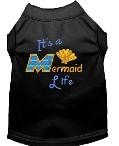 Mermaid Life Embroidered Dog Shirt Black Lg (14)