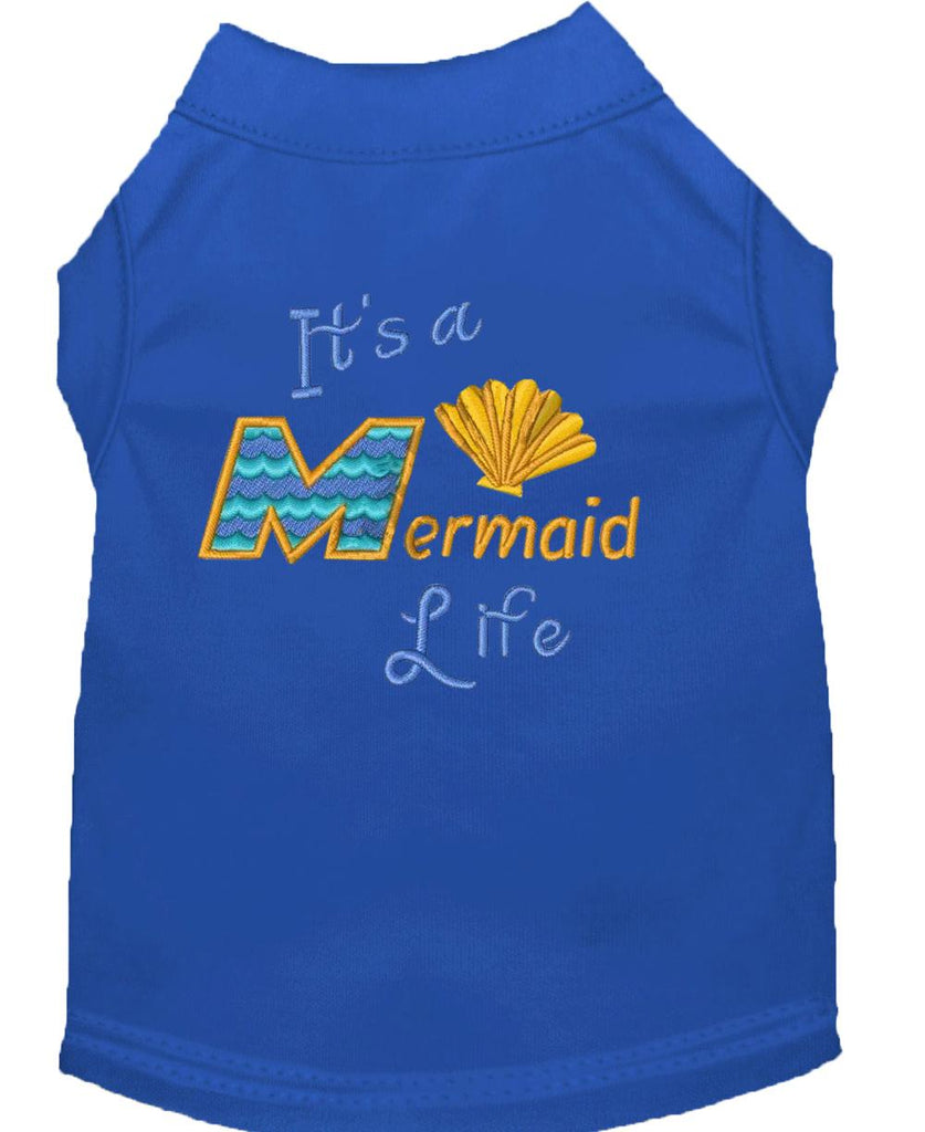 Mermaid Life Embroidered Dog Shirt Blue Lg (14)