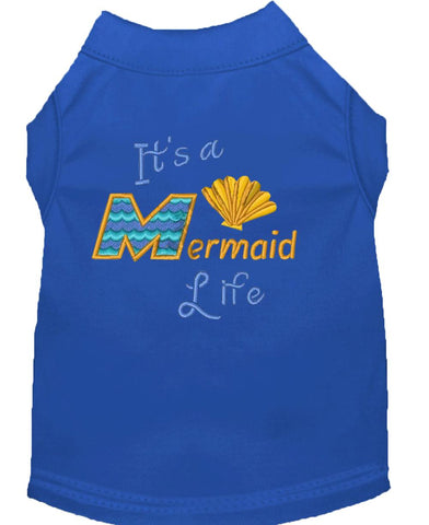 Mermaid Life Embroidered Dog Shirt Blue Xl (16)