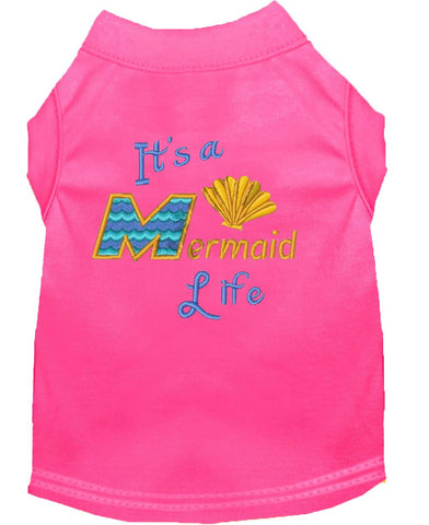 Mermaid Life Embroidered Dog Shirt Bright Pink Lg (14)