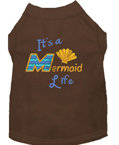 Mermaid Life Embroidered Dog Shirt Brown Lg (14)