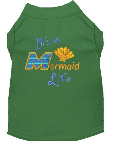 Mermaid Life Embroidered Dog Shirt Green Lg (14)