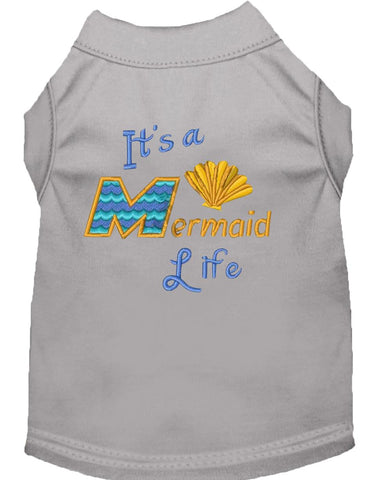 Mermaid Life Embroidered Dog Shirt Grey Med (12)