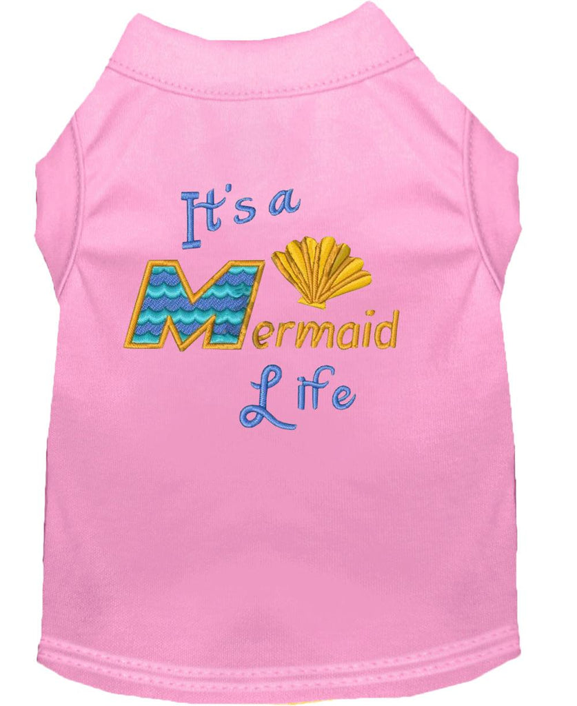 Mermaid Life Embroidered Dog Shirt Light Pink Lg (14)