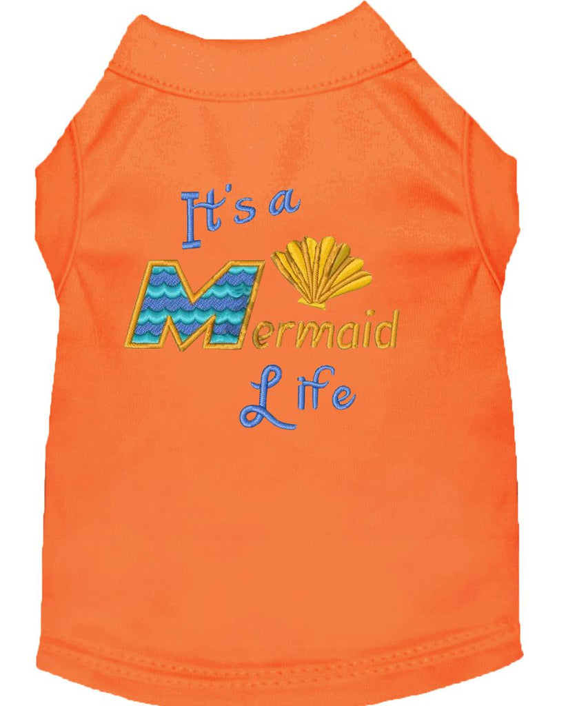 Mermaid Life Embroidered Dog Shirt Orange Lg (14)