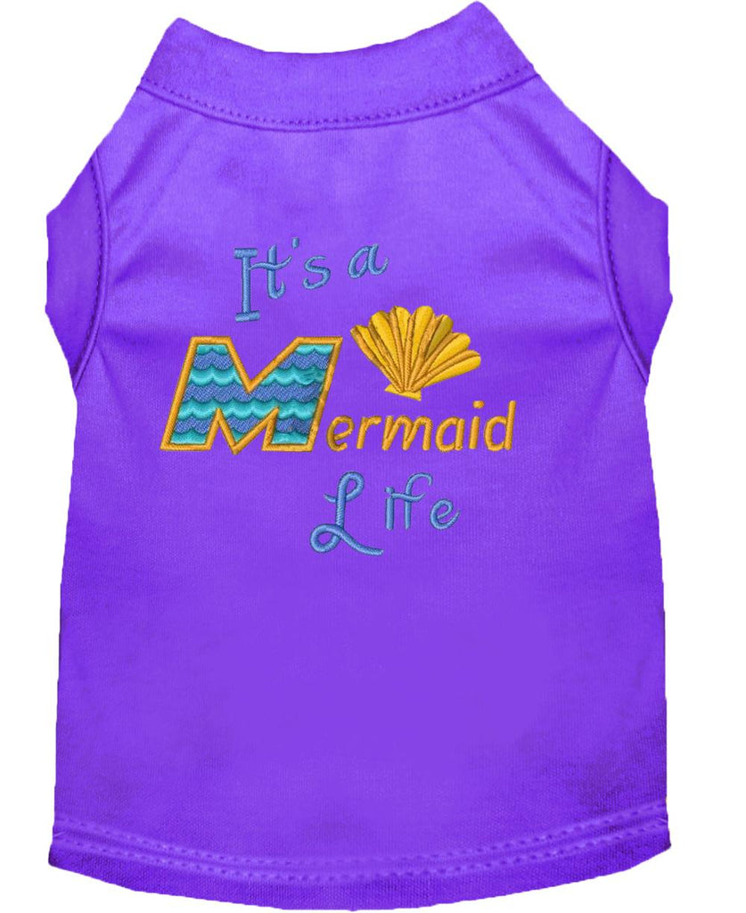 Mermaid Life Embroidered Dog Shirt Purple Lg (14)