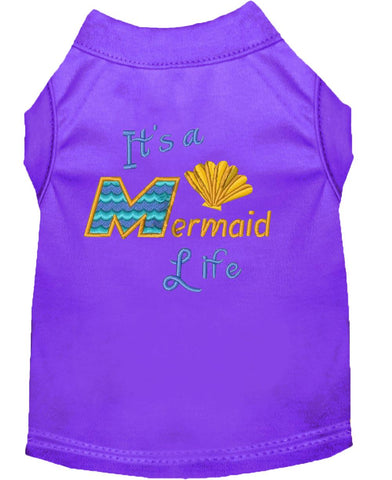 Mermaid Life Embroidered Dog Shirt Purple Med (12)