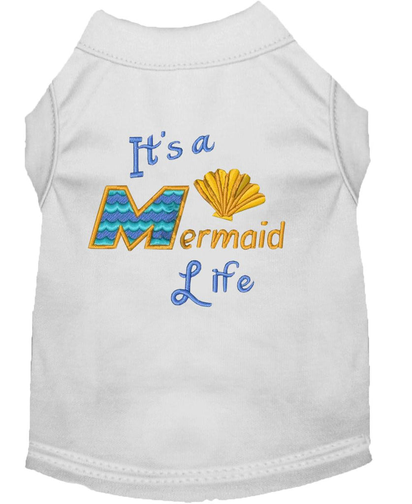 Mermaid Life Embroidered Dog Shirt White Lg (14)