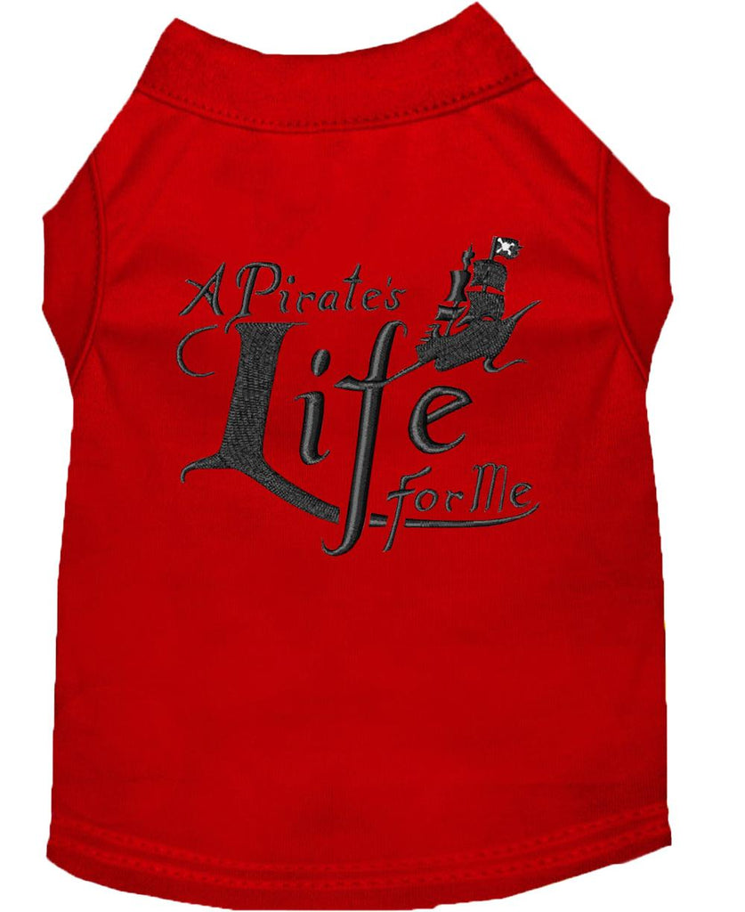 A Pirate's Life Embroidered Dog Shirt Red Med (12)