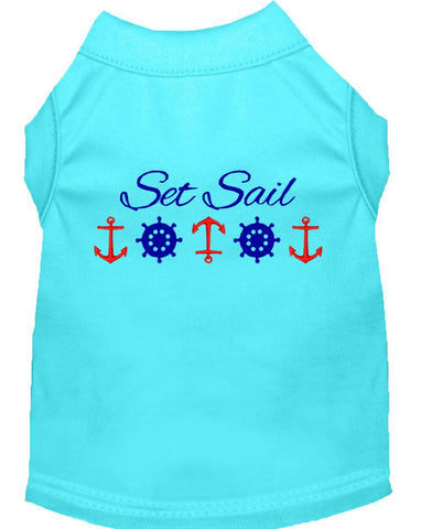 Set Sail Embroidered Dog Shirt Aqua Med (12)