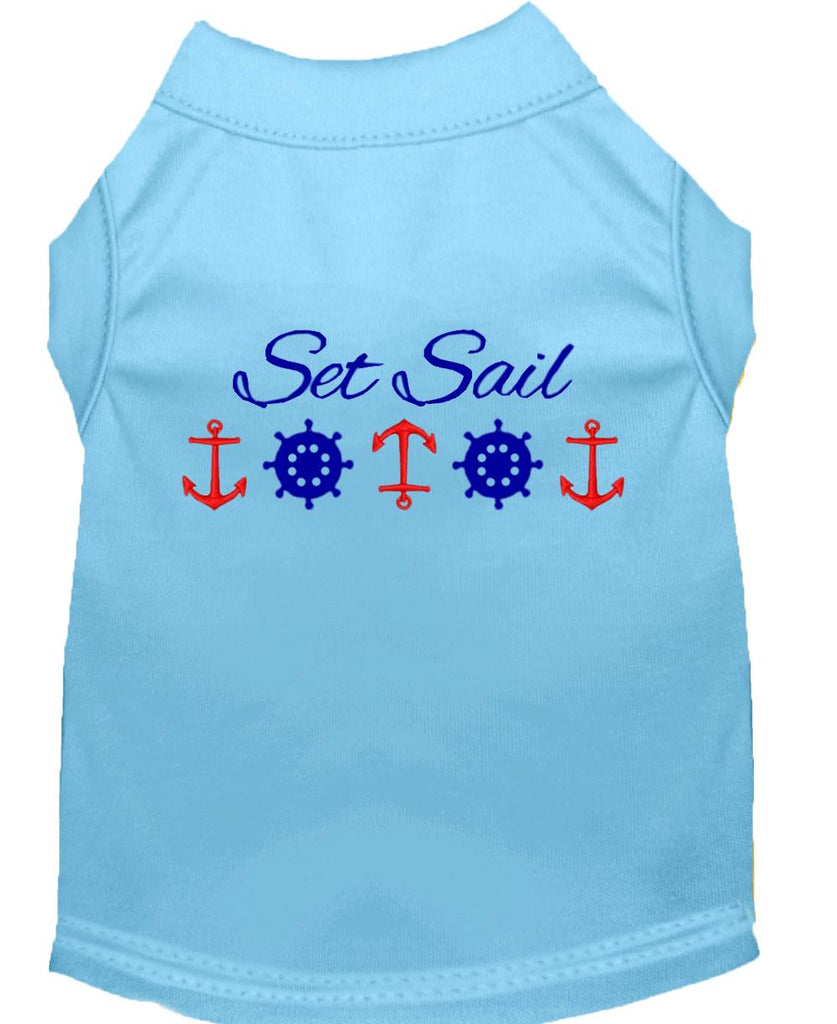 Set Sail Embroidered Dog Shirt Baby Blue Lg (14)