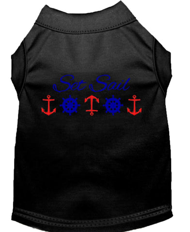 Set Sail Embroidered Dog Shirt Black Sm (10)