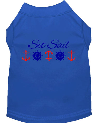 Set Sail Embroidered Dog Shirt Blue Lg (14)