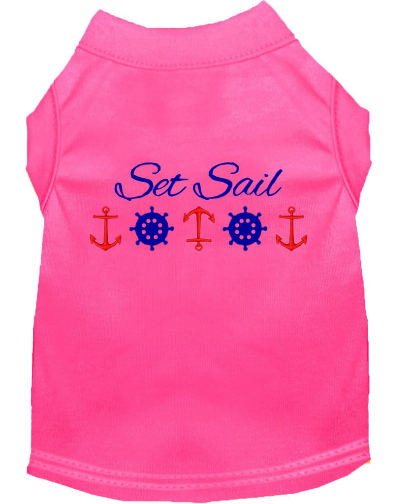 Set Sail Embroidered Dog Shirt Bright Pink Lg (14)