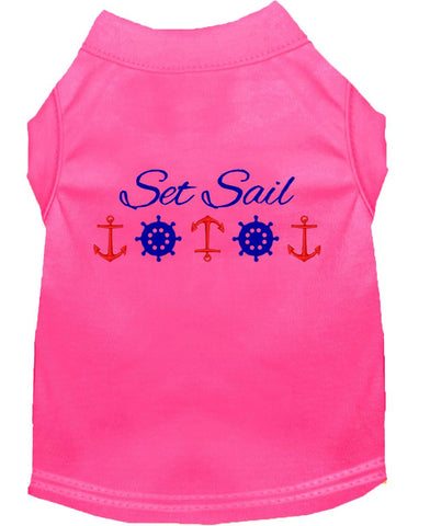 Set Sail Embroidered Dog Shirt Bright Pink Lg (14)