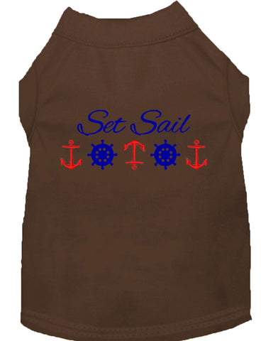 Set Sail Embroidered Dog Shirt Brown Lg (14)