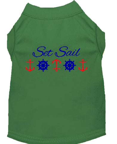 Set Sail Embroidered Dog Shirt Green Lg (14)