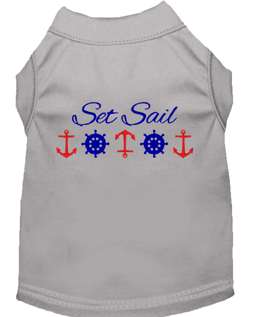 Set Sail Embroidered Dog Shirt Grey Lg (14)