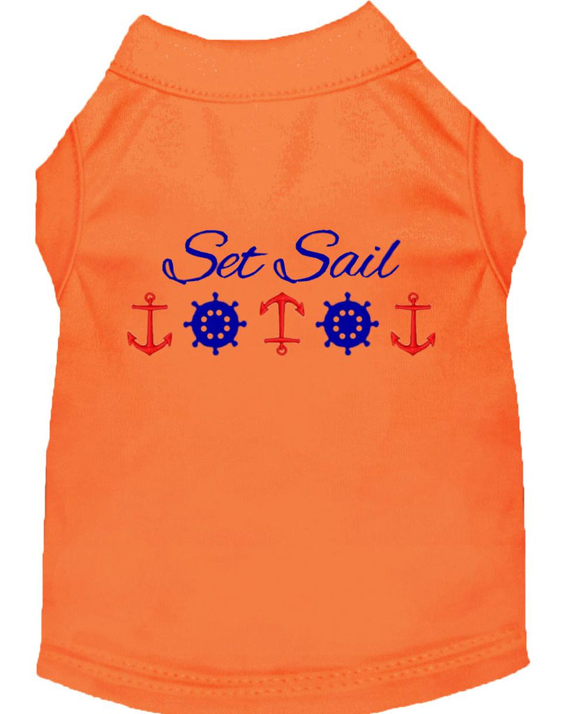 Set Sail Embroidered Dog Shirt Orange Lg (14)