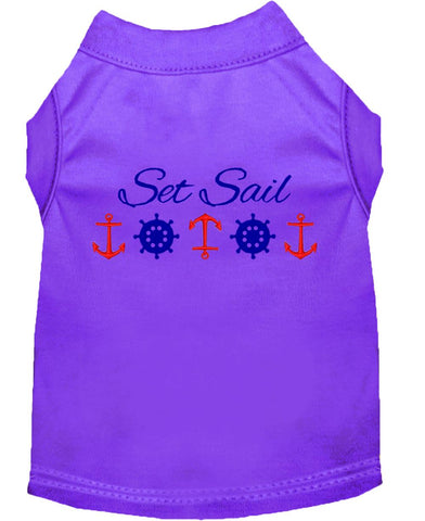 Set Sail Embroidered Dog Shirt Purple Lg (14)