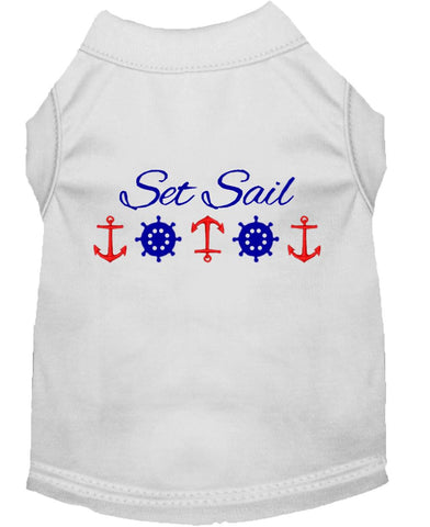 Set Sail Embroidered Dog Shirt White Lg (14)