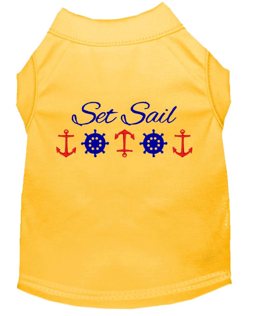 Set Sail Embroidered Dog Shirt Yellow Lg (14)