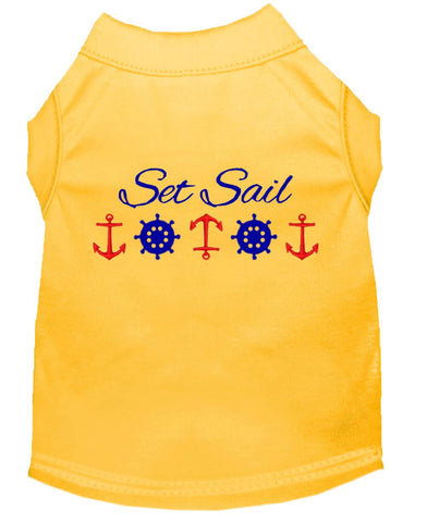 Set Sail Embroidered Dog Shirt Yellow Lg (14)