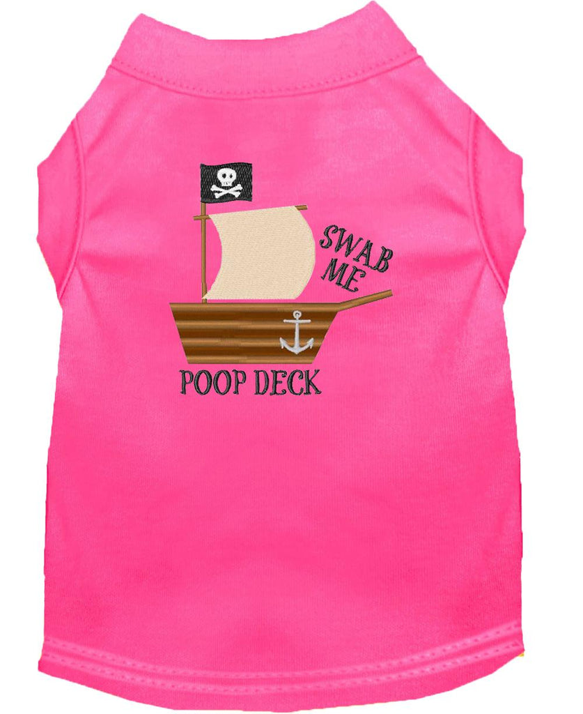 Poop Deck Embroidered Dog Shirt Bright Pink Lg (14)