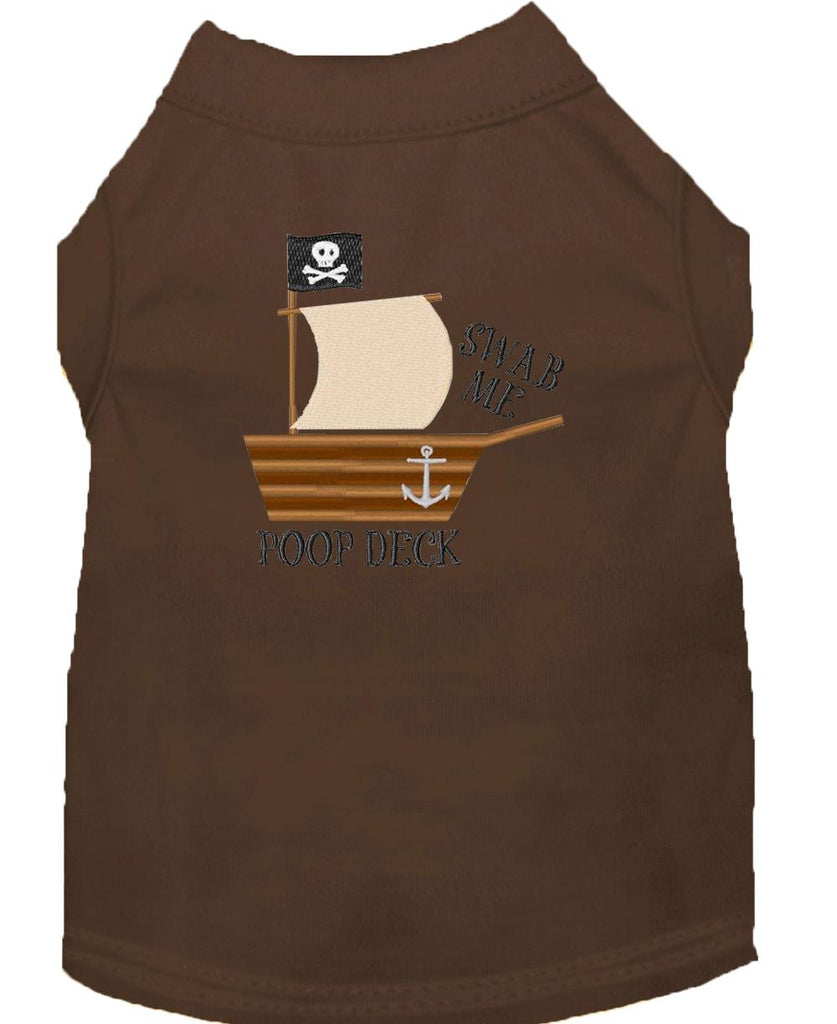 Poop Deck Embroidered Dog Shirt Brown Lg (14)