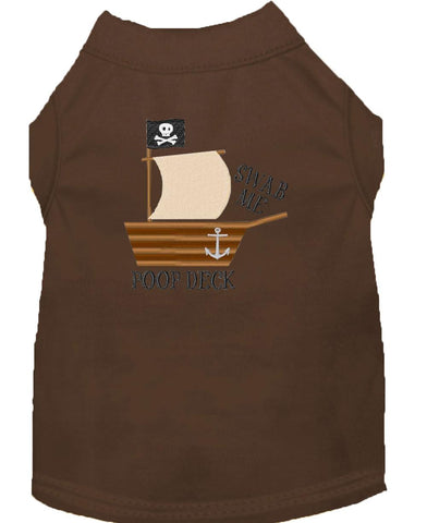 Poop Deck Embroidered Dog Shirt Brown Med (12)