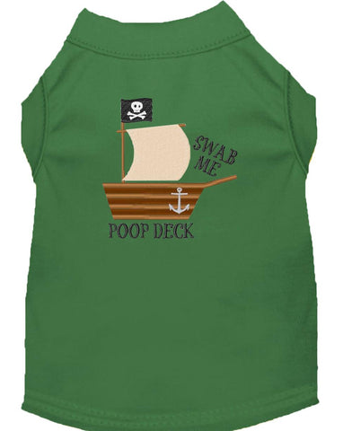 Poop Deck Embroidered Dog Shirt Green Lg (14)