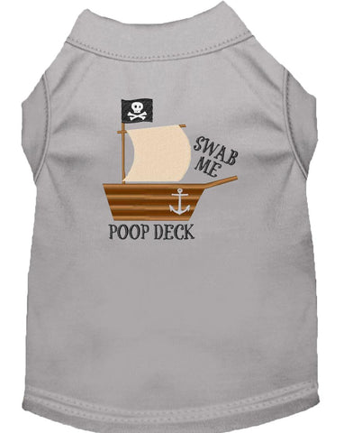 Poop Deck Embroidered Dog Shirt Grey Lg (14)