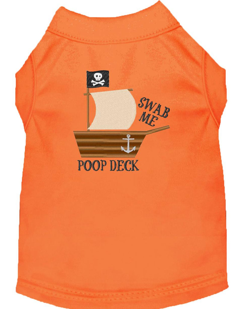 Poop Deck Embroidered Dog Shirt Orange Lg (14)