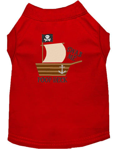 Poop Deck Embroidered Dog Shirt Red Lg (14)