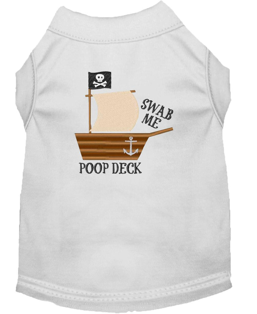 Poop Deck Embroidered Dog Shirt White Med (12)