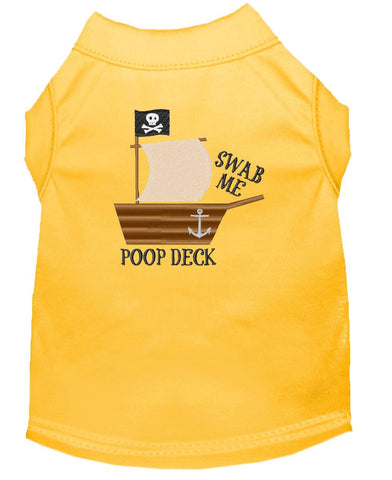 Poop Deck Embroidered Dog Shirt Yellow Lg (14)