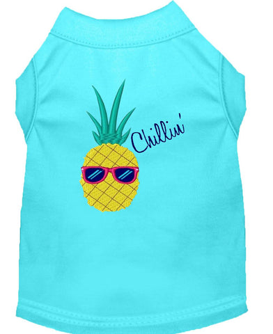 Pineapple Chillin Embroidered Dog Shirt Aqua Lg (14)