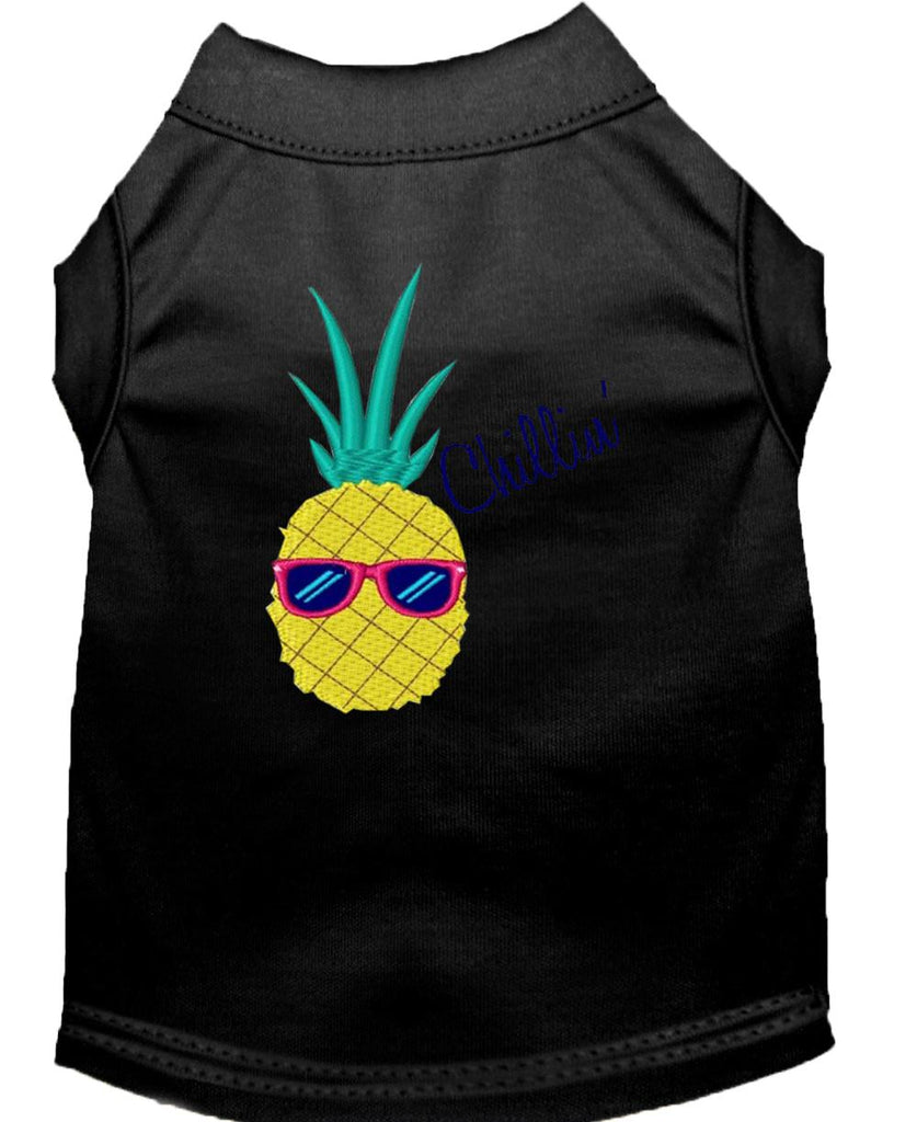 Pineapple Chillin Embroidered Dog Shirt Black Med (12)