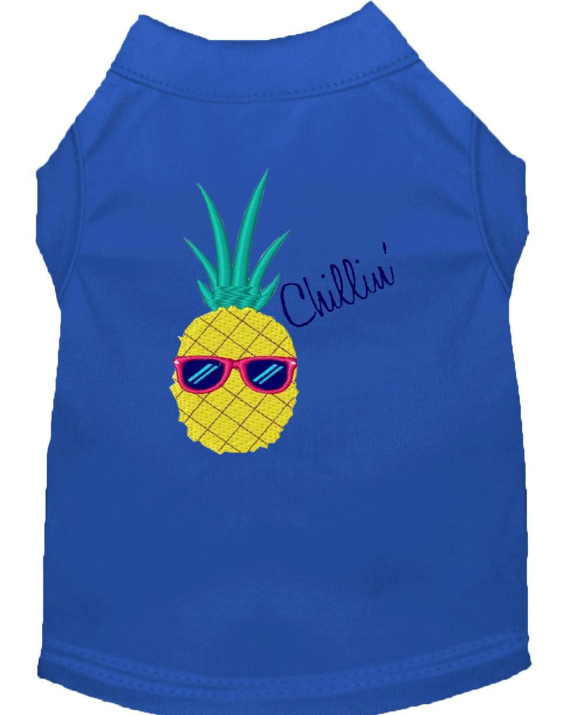 Pineapple Chillin Embroidered Dog Shirt Blue Lg (14)