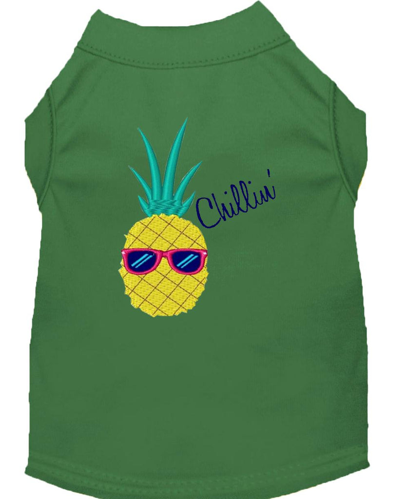 Pineapple Chillin Embroidered Dog Shirt Green Lg (14)