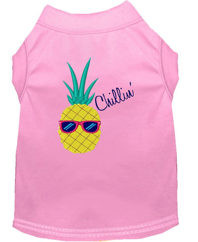 Pineapple Chillin Embroidered Dog Shirt Light Pink Lg (14)