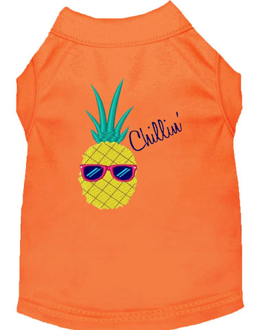 Pineapple Chillin Embroidered Dog Shirt Orange Lg (14)