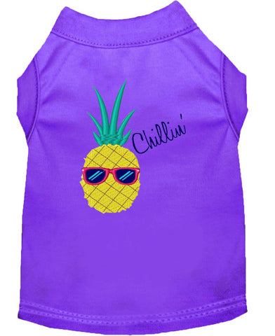 Pineapple Chillin Embroidered Dog Shirt Purple Lg (14)