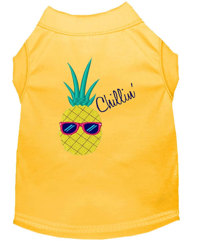 Pineapple Chillin Embroidered Dog Shirt Yellow Med (12)