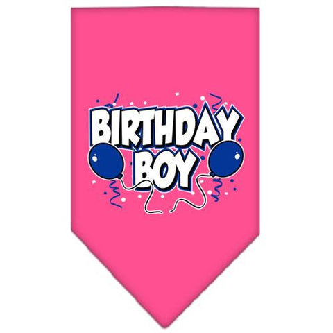 Birthday Boy Screen Print Bandana Bright Pink Small