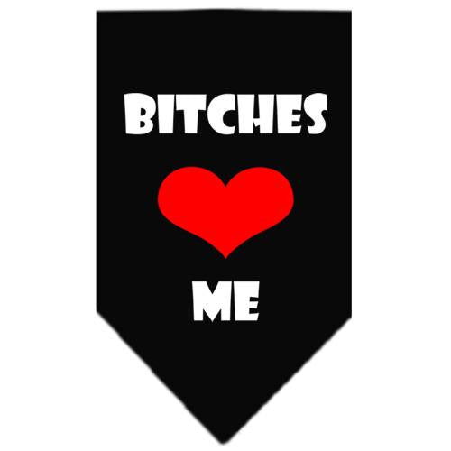 Bitches Love Me Screen Print Bandana Black Large