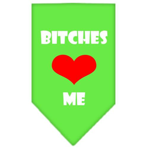 Bitches Love Me Screen Print Bandana Lime Green Small