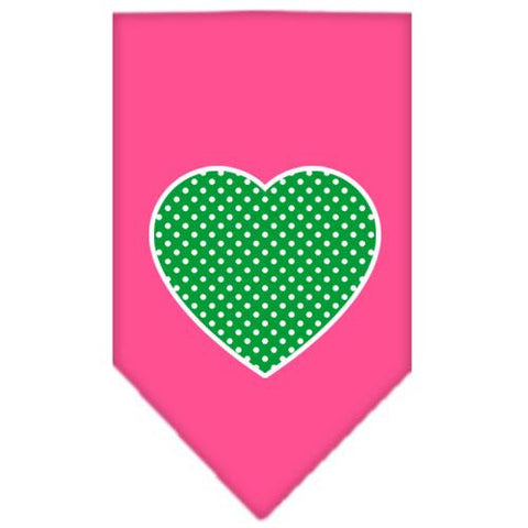 Green Swiss Dot Heart Screen Print Bandana Bright Pink Large