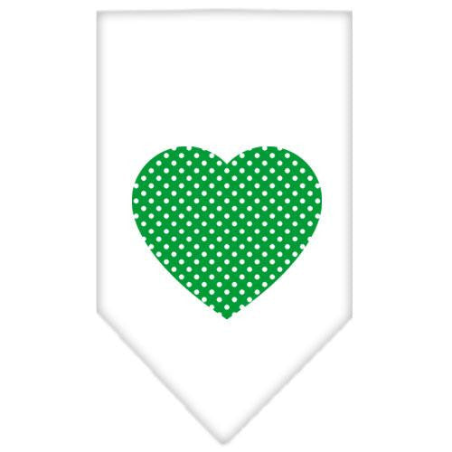 Green Swiss Dot Heart Screen Print Bandana White Large