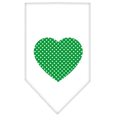 Green Swiss Dot Heart Screen Print Bandana White Large